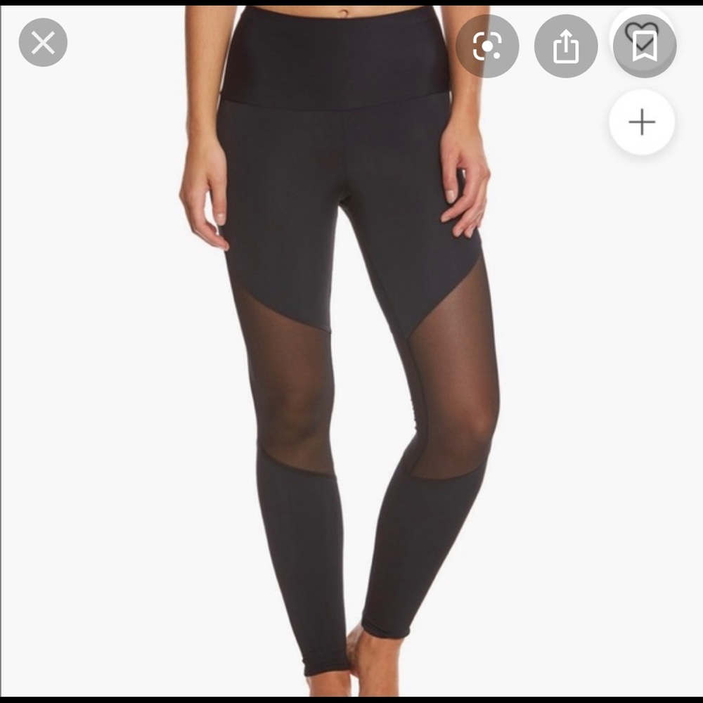 Onzie black sheer mesh colorblock leggings